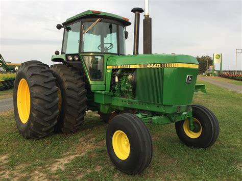 Equal opportunity lender. 1982 JOHN DEERE 4440 For Sale in Marlette, Michigan at TractorHouse.com. Super sharp 4440, New Radiator New water pump 3 outlets, all changed to pioneer Lo hours only 5517 Quad range Transmission 3 point with center link 18.4 x 38 at 60% with 10 bolt axle duals 30% 1100 x 16 3 rib front tires 70% 6 front …